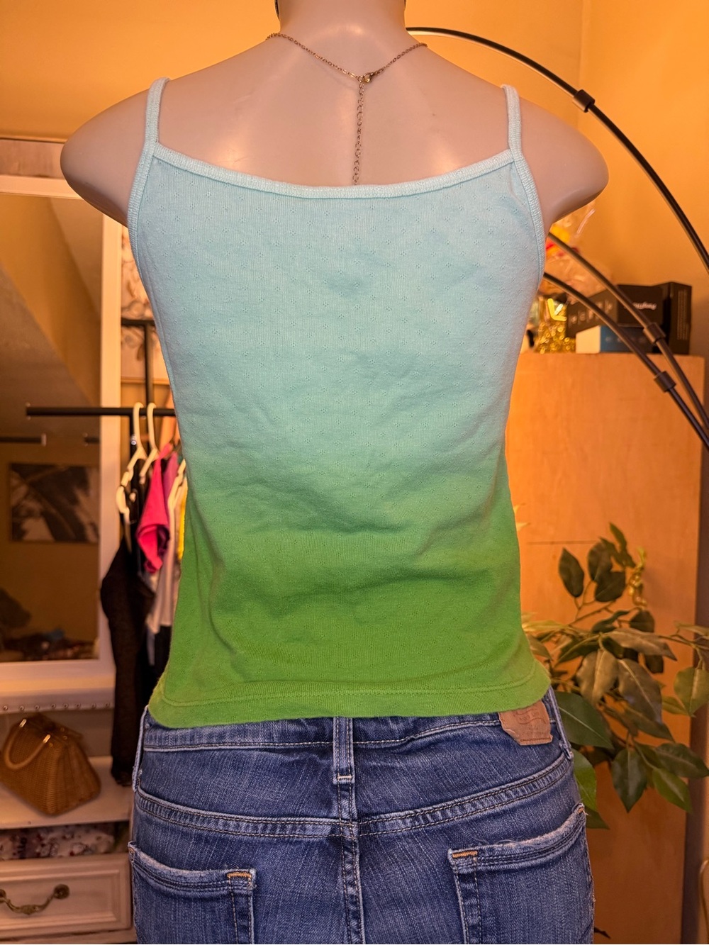 VTG Abercrombie & Fitch Ombre Green Cami Tank Top S - Picture 3 of 9